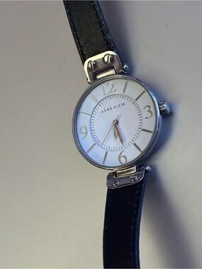 Anne Klein Watch with Black Leather Strap